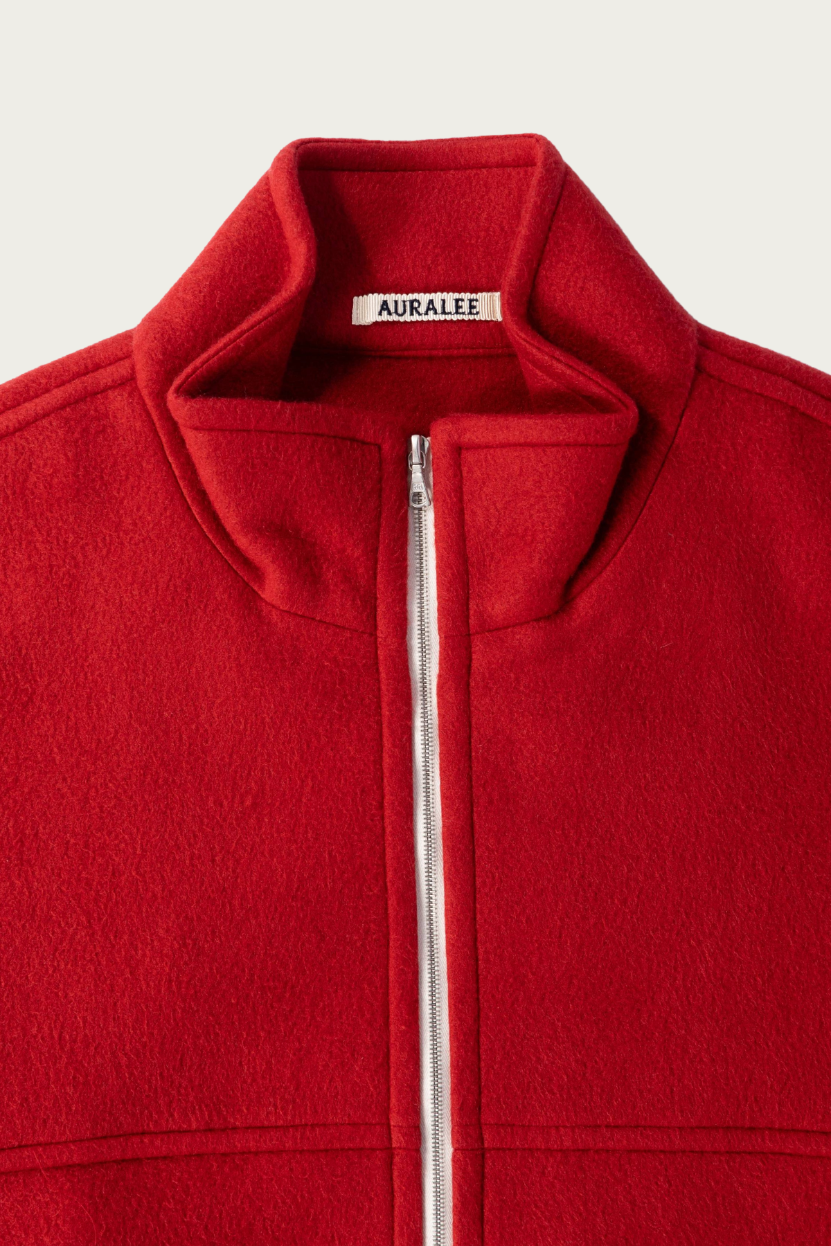 Auralee - Pure Silk Comfort Fleece Zip Blouson - Red - Canoe Club