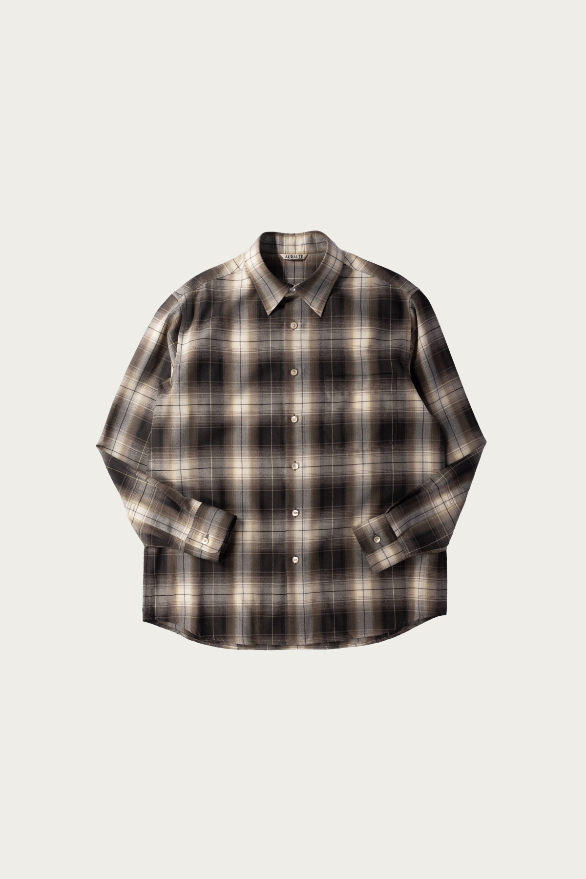 Auralee - Super Light Wool Check Shirt - Brown Charcoal Check - Canoe Club