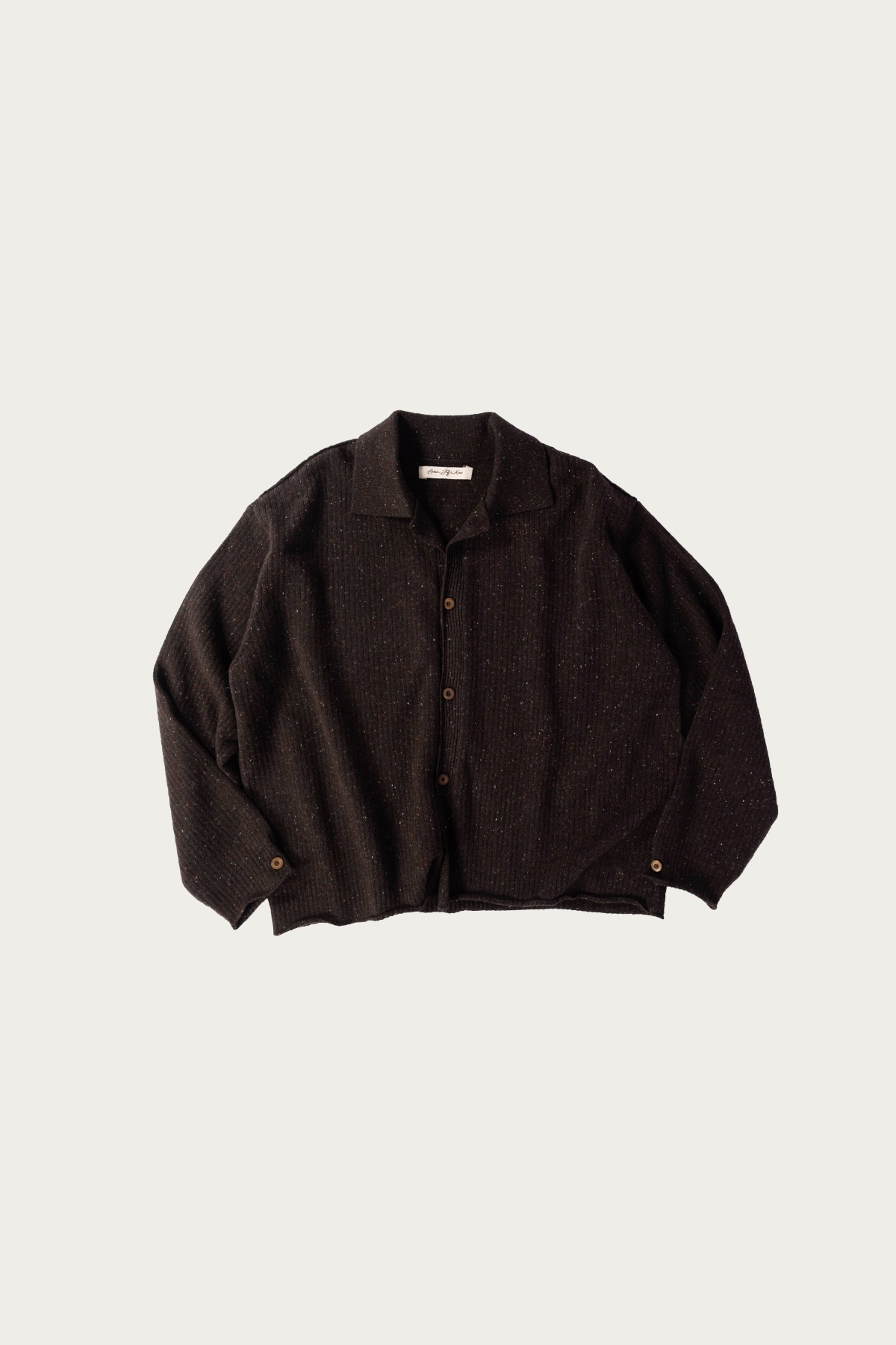 Aviva Jifei Xue - Knit Boxy Shirt - Flecked Dark Brown - Canoe Club