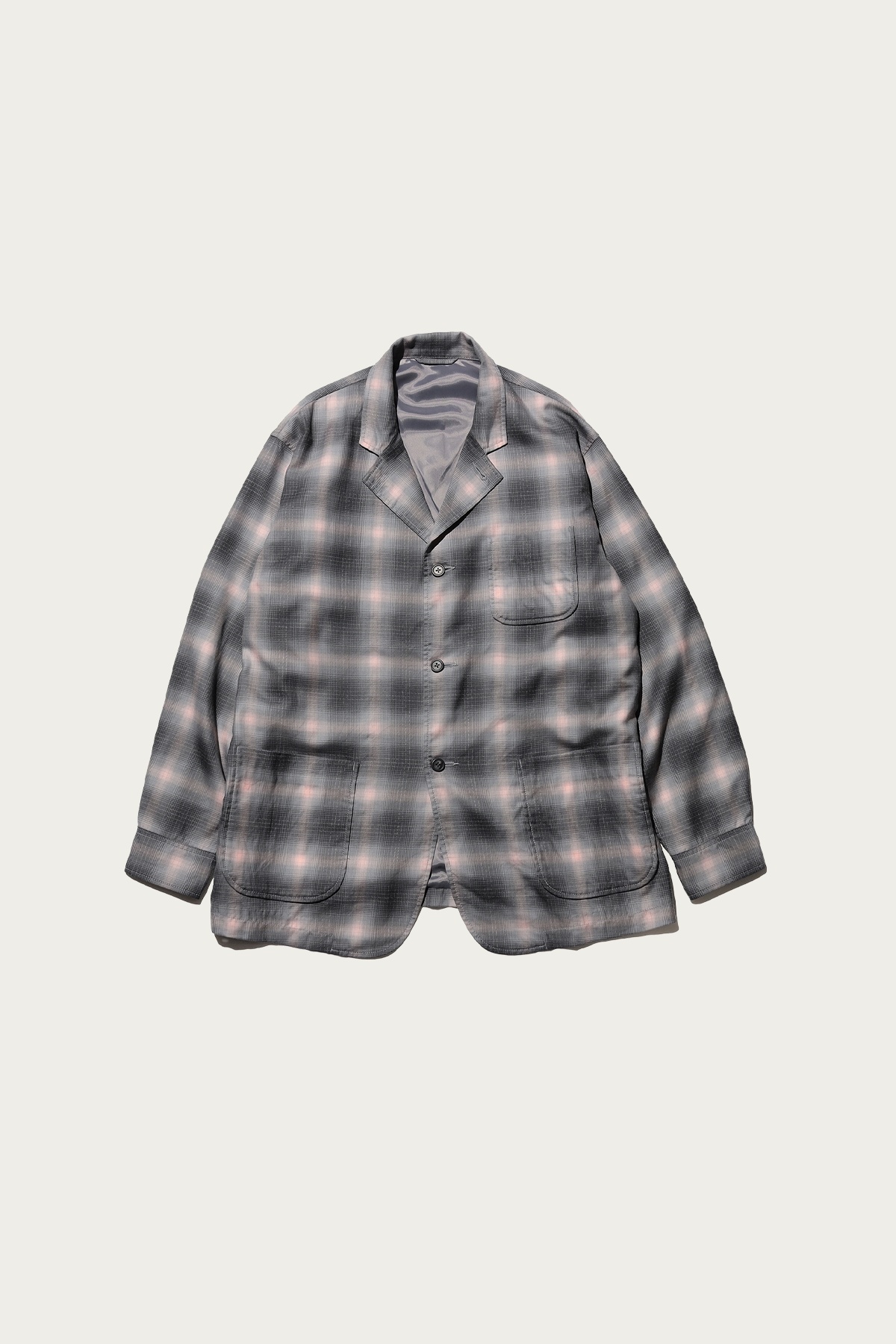 Beams Plus - 4B Cuffs Jacket Washable Wool Ombre Plaid - Black - Canoe Club
