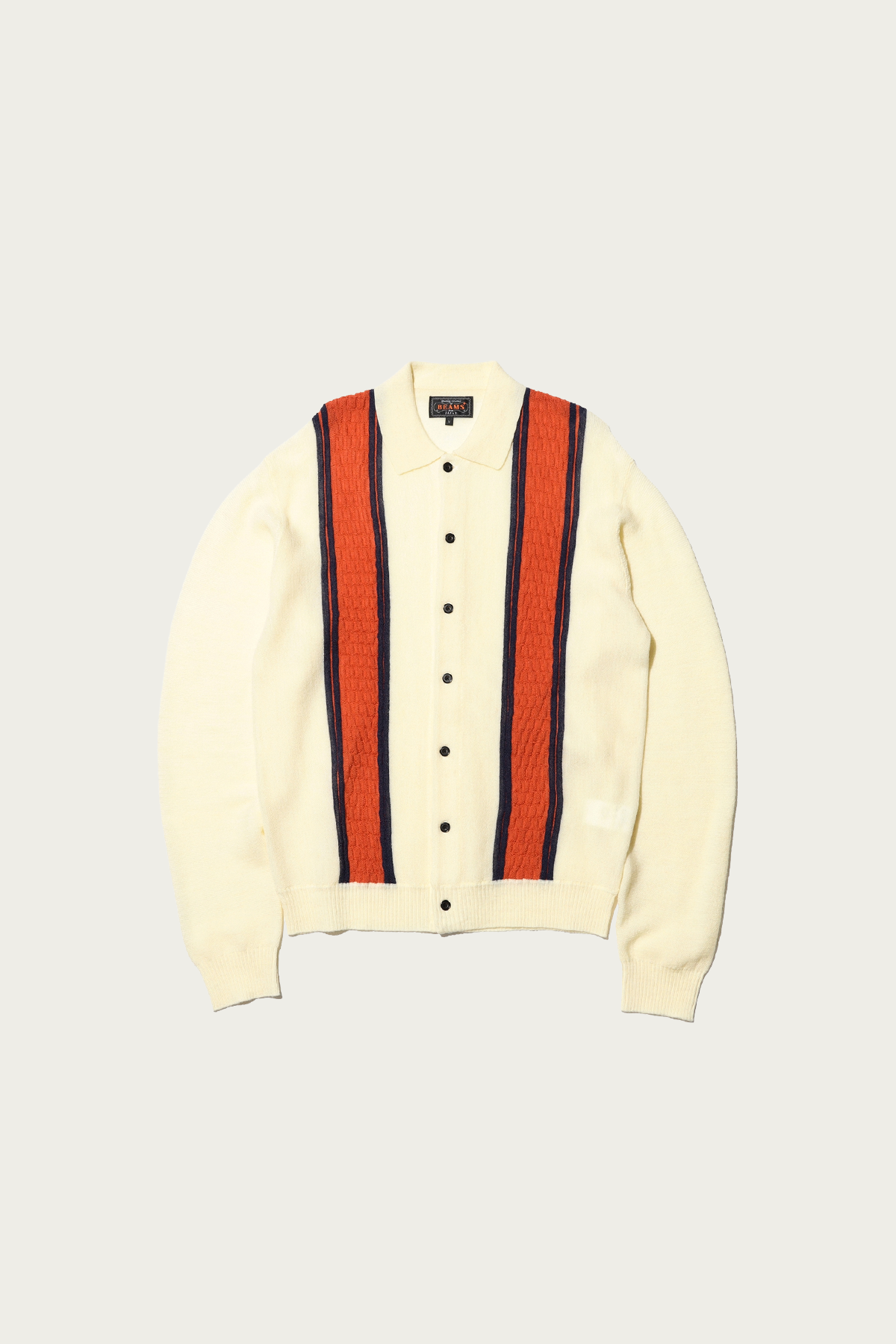 Beams Plus - Knit Polo Stripe - White - Canoe Club