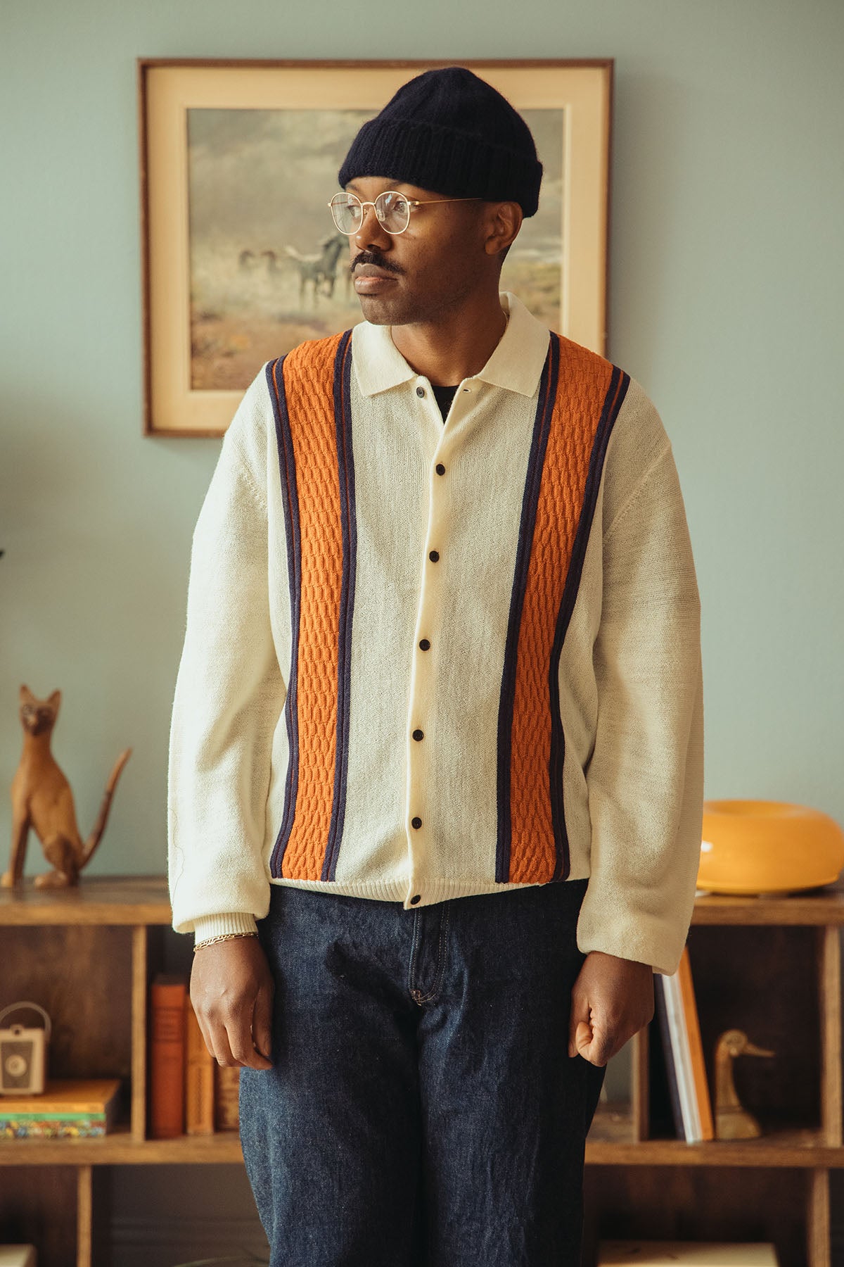 Beams Plus - Knit Polo Stripe - White - Canoe Club