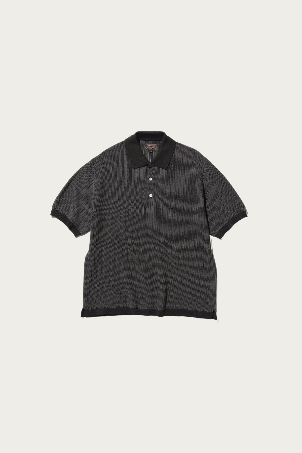 Beams Plus - Knit Polo "WASHI" 2 Tone - Black - Canoe Club