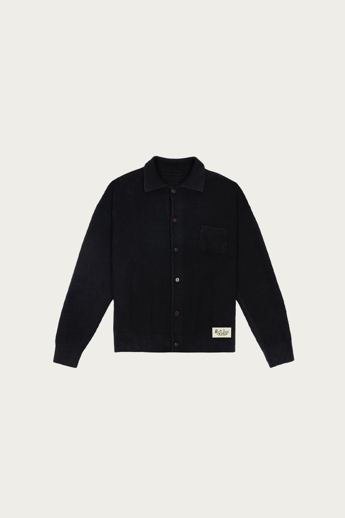 Brain Dead - Pigment Dye Longsleeve Polo Sweater - Ink - Canoe Club