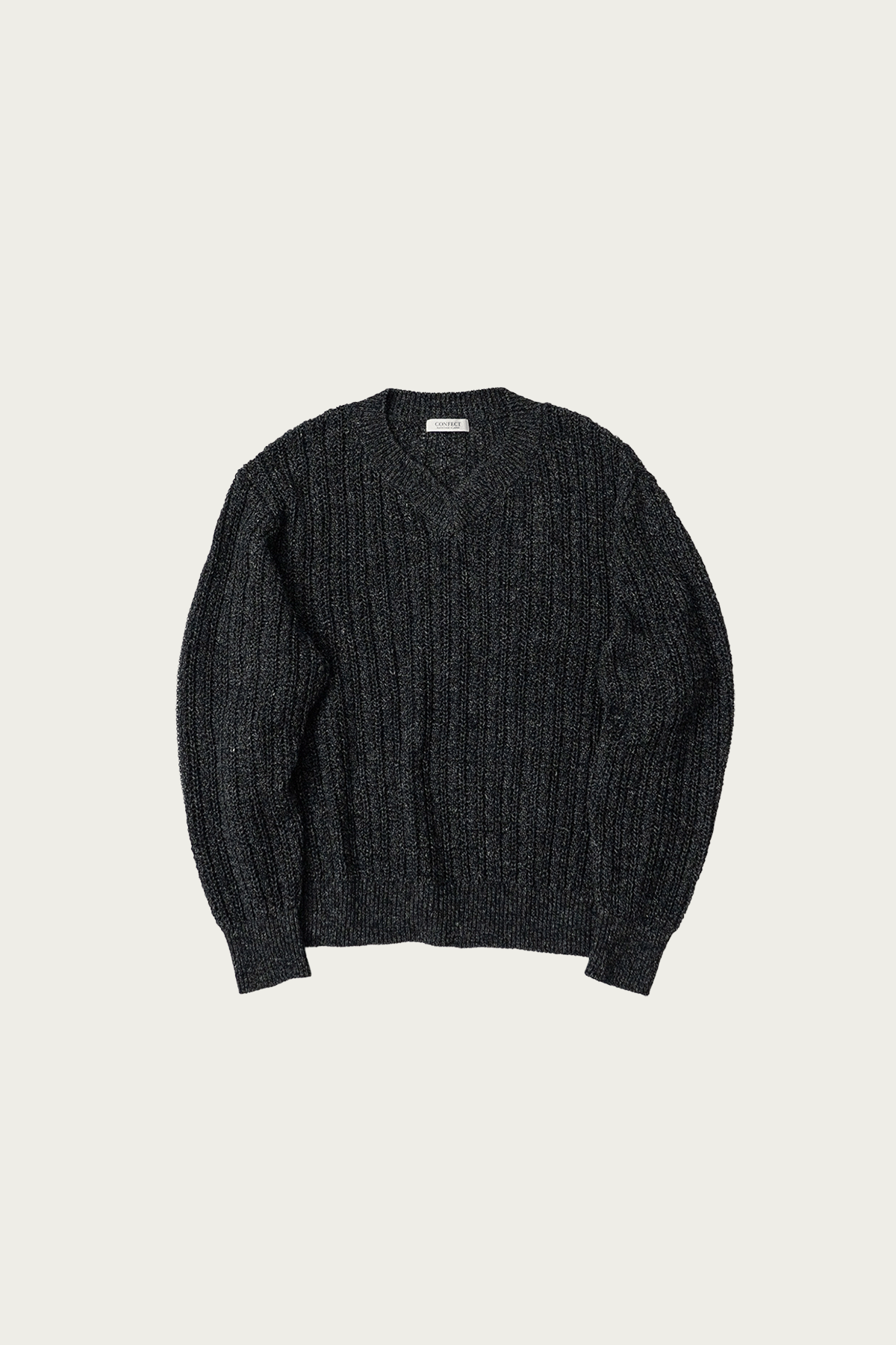CONFECT - Linen Wool Keyhole Neck Jumper - Ink Black - Canoe Club