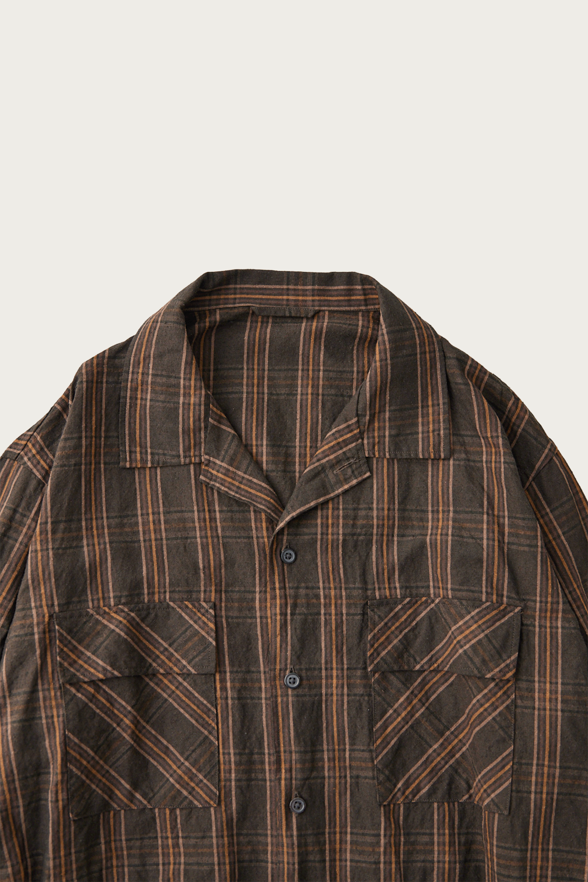 CONFECT - Silk Linen Nep Check Open Collar Shirt - Check - Canoe Club