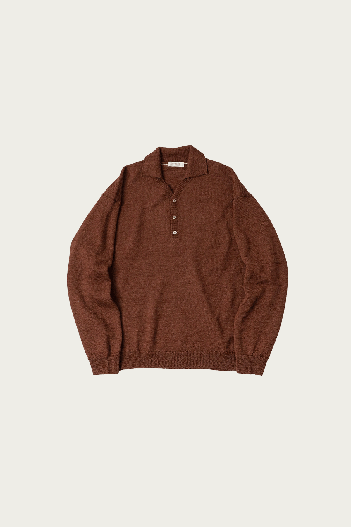 CONFECT - Wool Linen Knitted Polo Shirt - Brick - Canoe Club