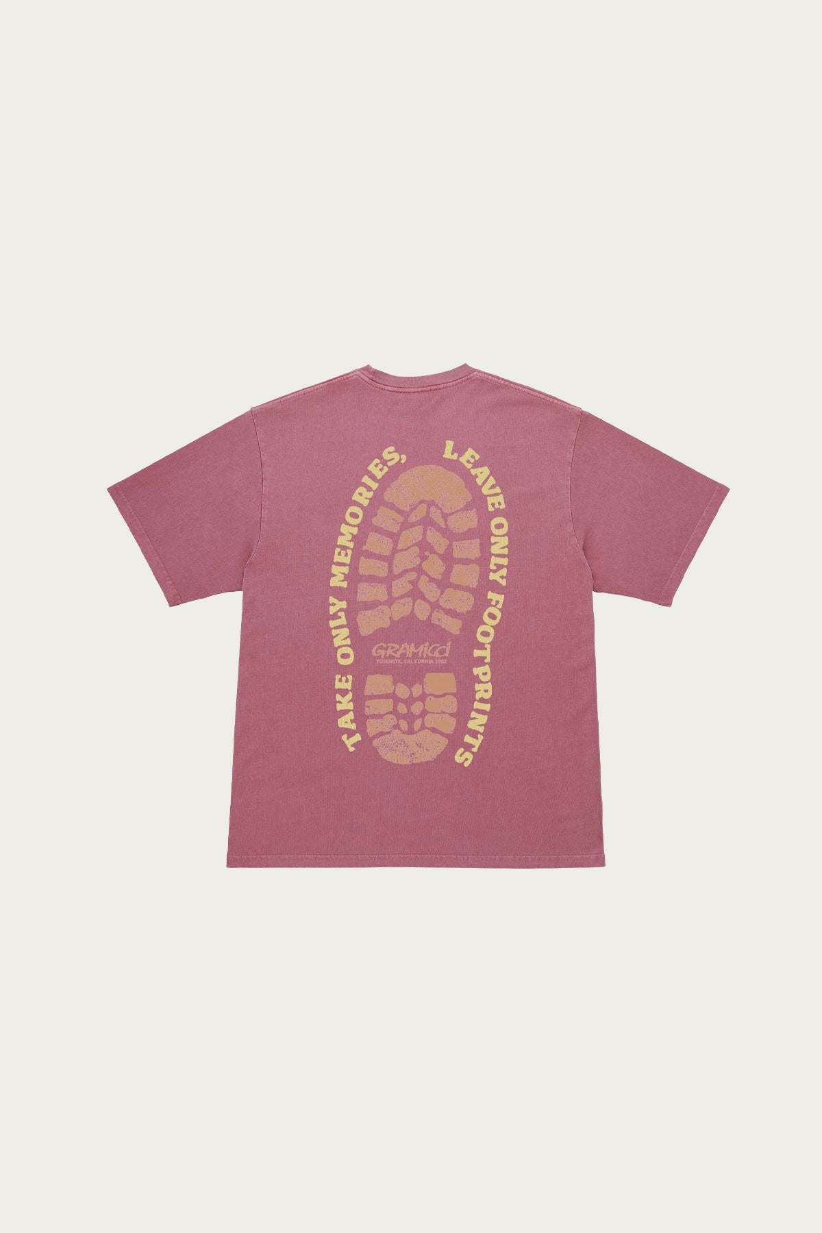 Gramicci - Footprints Tee Pigment Dyed - Red - Canoe Club