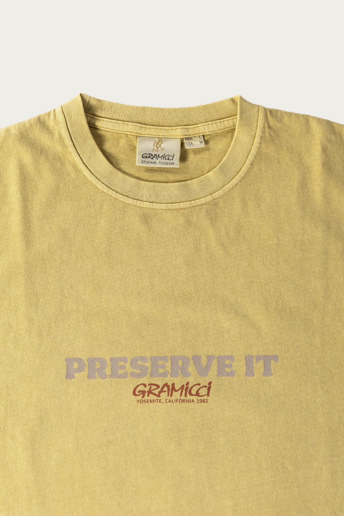 Gramicci - Footprints Tee Pigment Dyed - Sulphur - Canoe Club