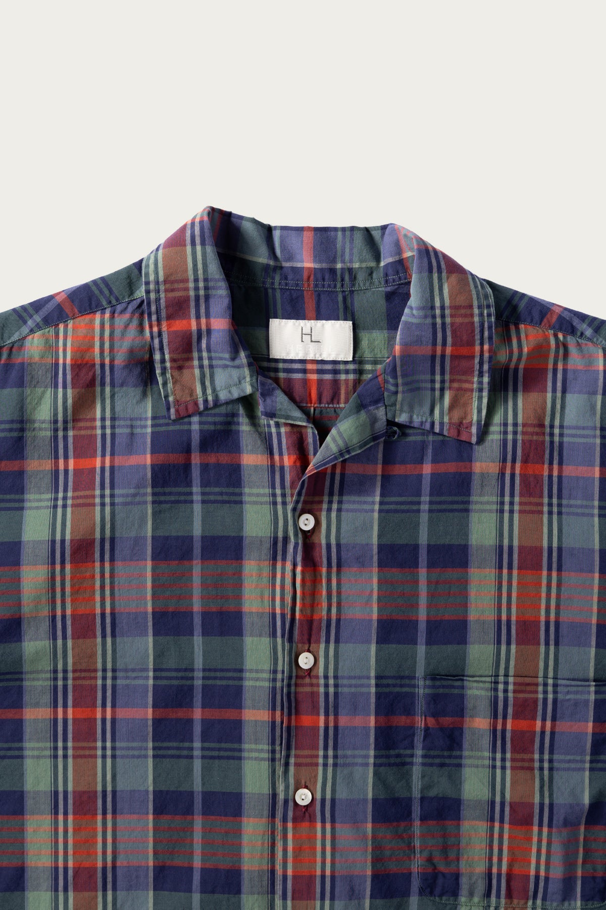Herill - Lawncheck Open Collar Shirt - Blue Check - Canoe Club