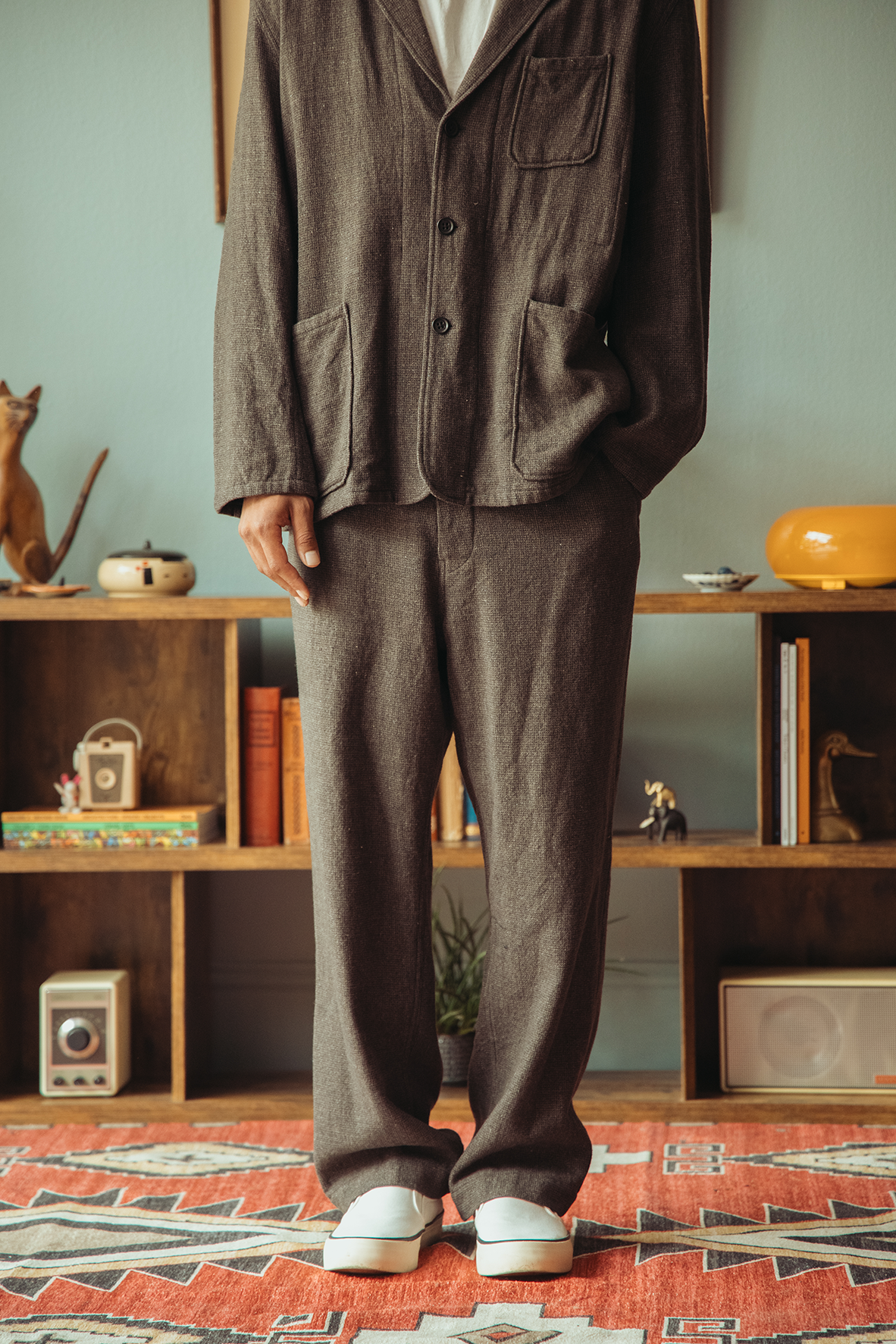 Herill - Paskal Tweed Workpants - Charcoal Brown - Canoe Club