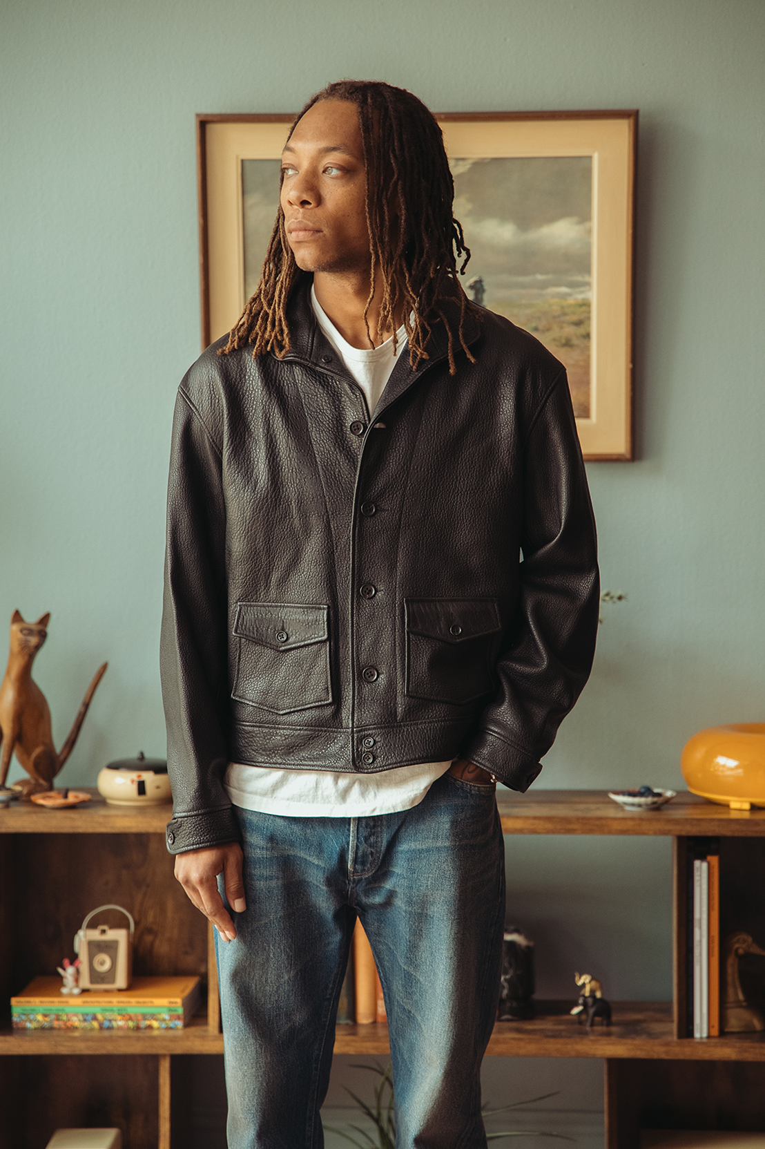Herill - Shrink Lamb Cossack Jacket - Black - Canoe Club