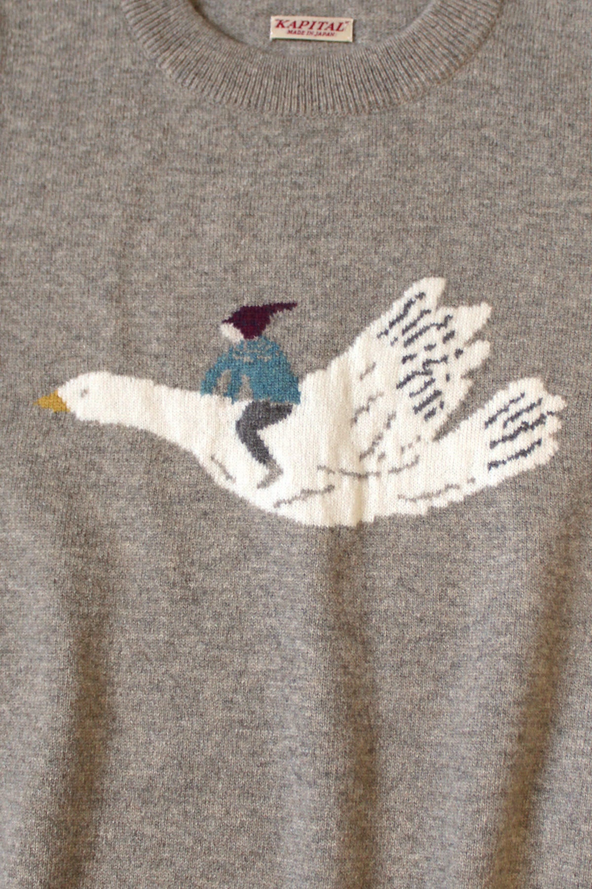 Kapital - 12G Wool Crew Neck Sweater (FLY GOOSE) - Beige - Canoe Club
