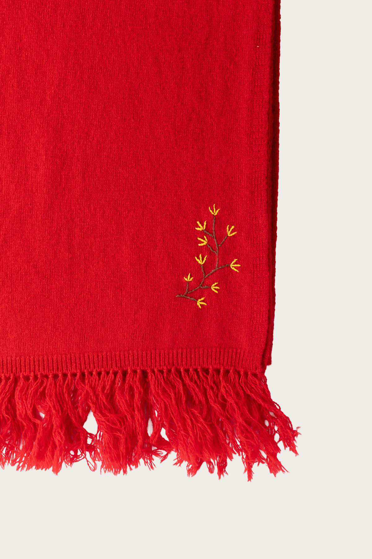 Khoki - Hand-Embroidered Stole - Red - Canoe Club