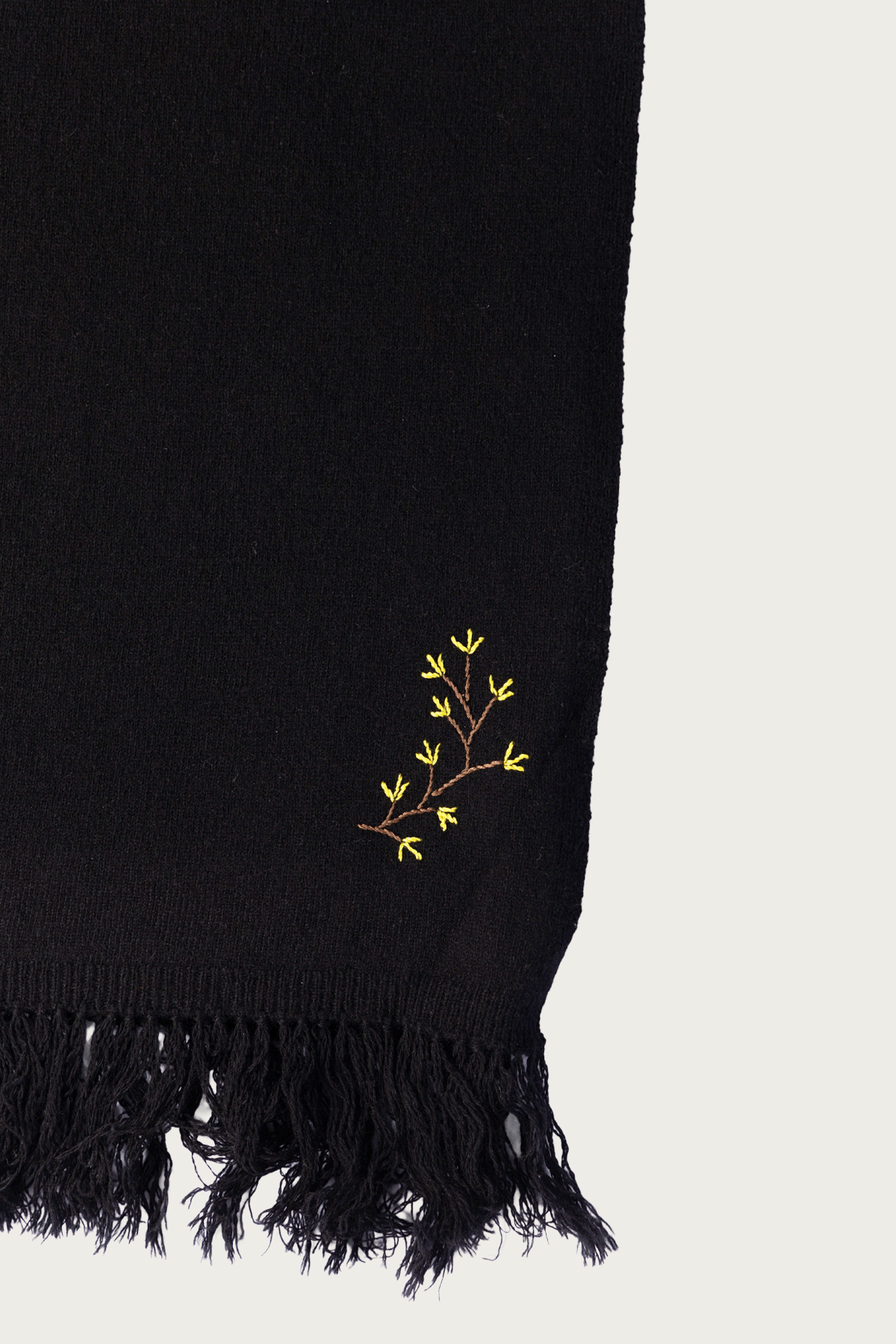 Khoki - Hand-Embroidered Stole - Black - Canoe Club
