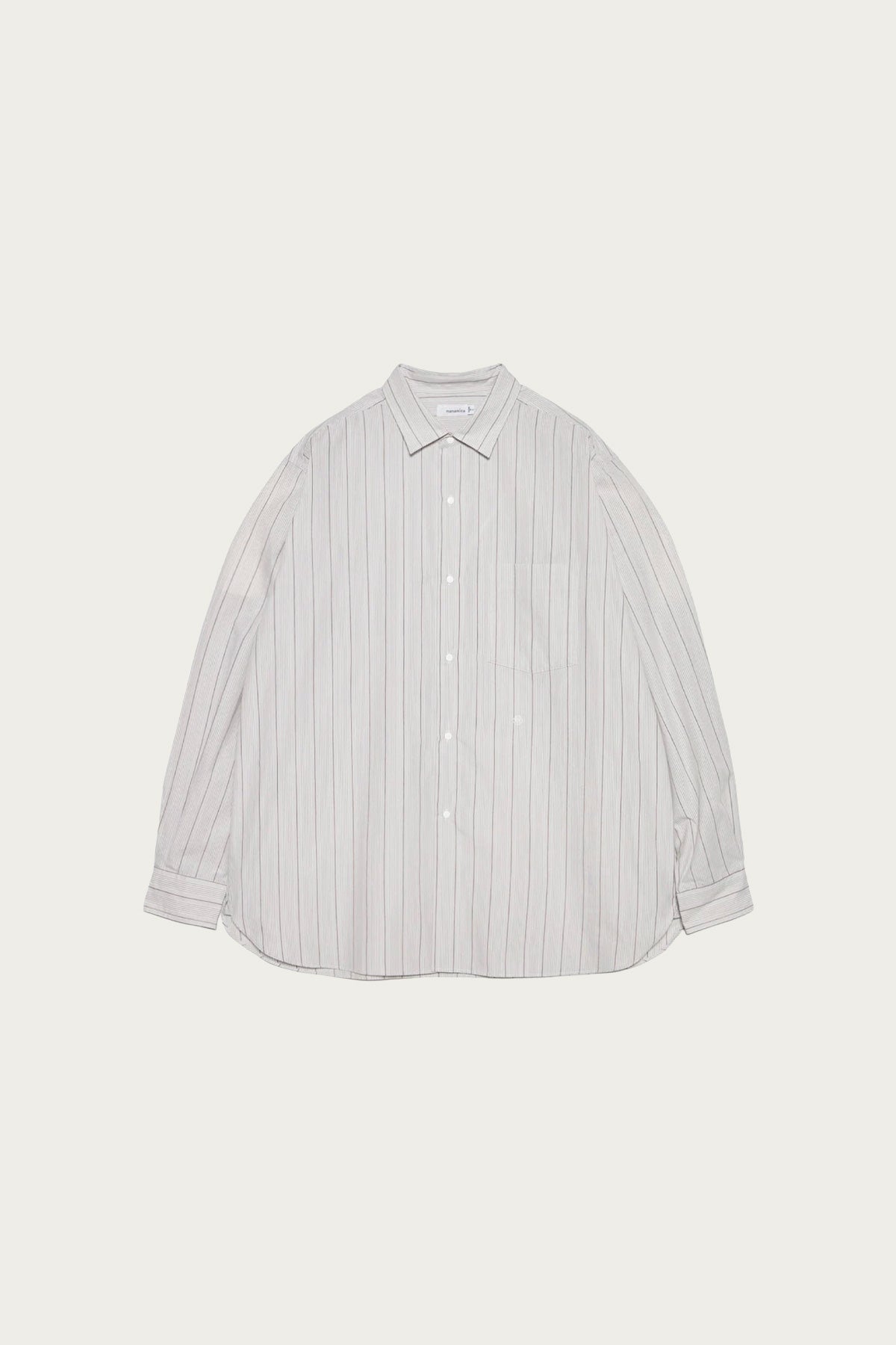 nanamica - Regular Collar Stripe Wind Shirt - Grey - Canoe Club