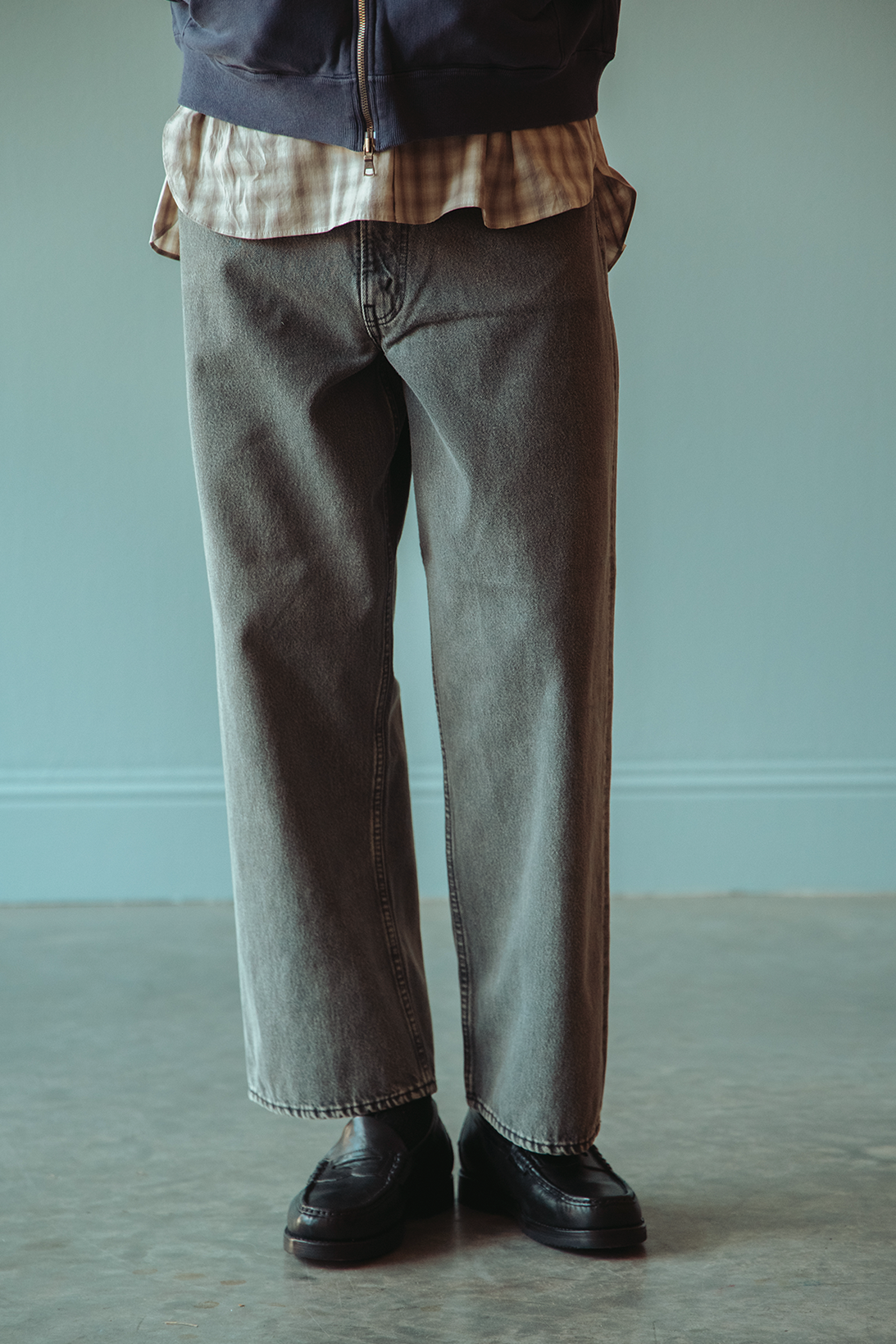 orSlow - Super Dad's Bleached Black Denim Pants (Light Gray) - Bleached Black Denim - Canoe Club