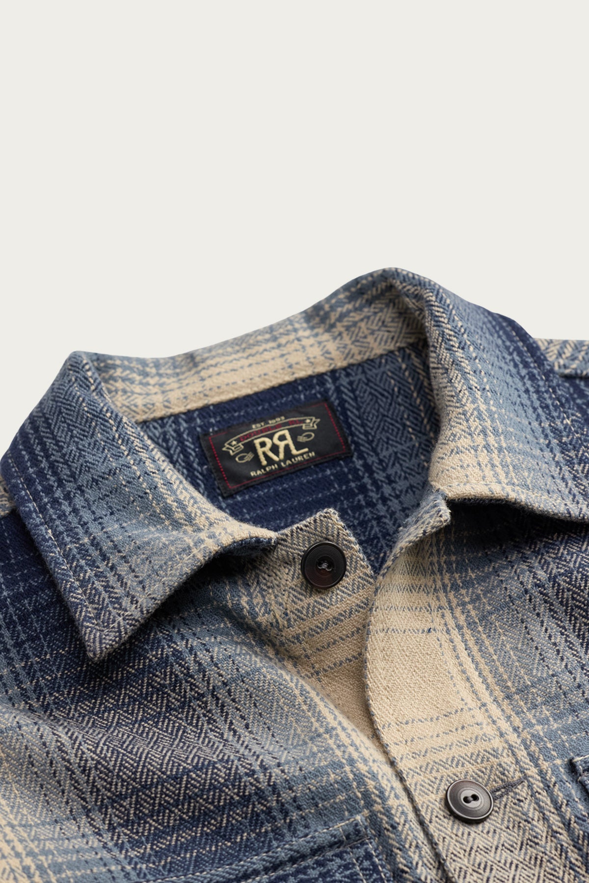 RRL - Plaid Wool Twill Overshirt - Blue/Cream - Canoe Club