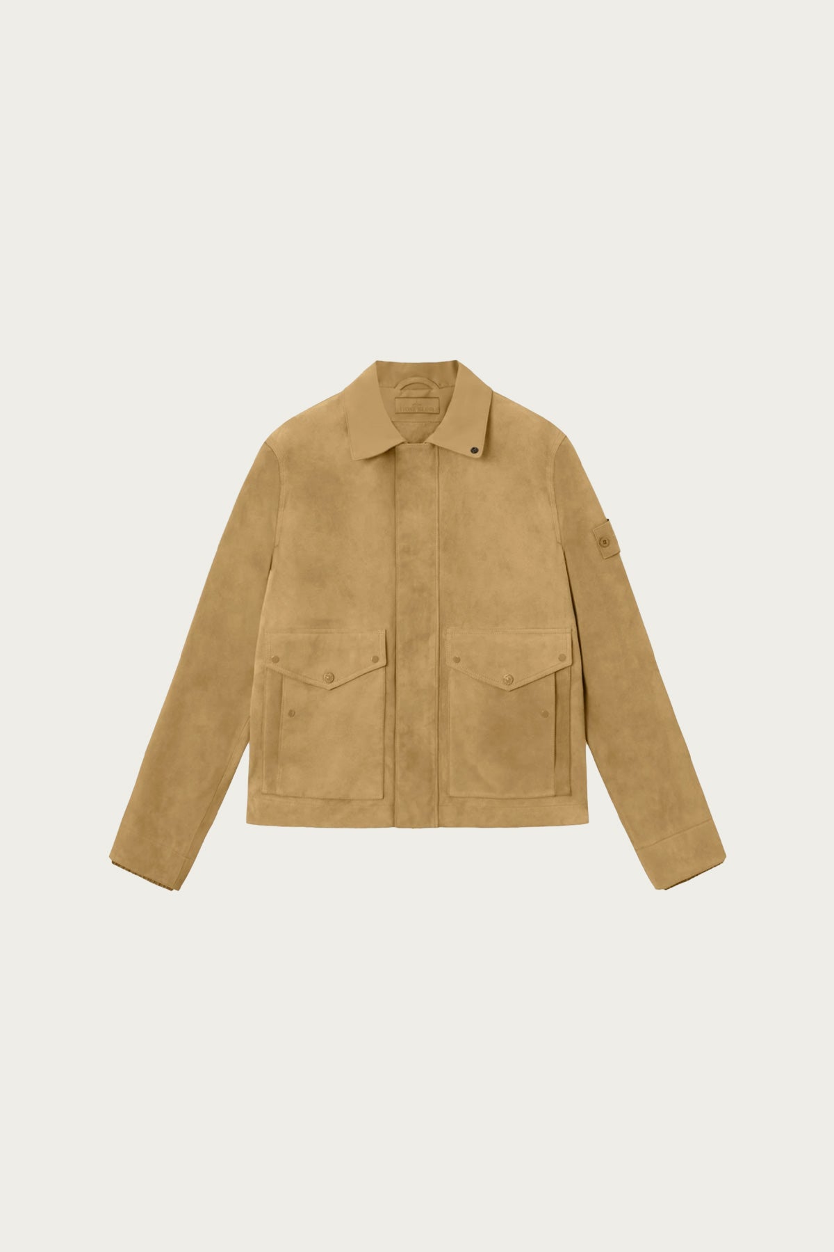 Stone Island - Split Leather Stand Collar Jacket - Dark Beige - Canoe Club