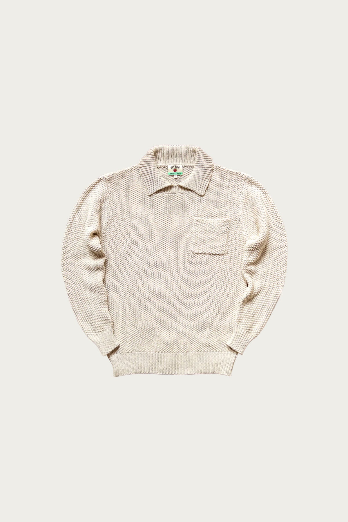 Wythe - Moss Stitch Polo Sweater - Buttermilk - Canoe Club