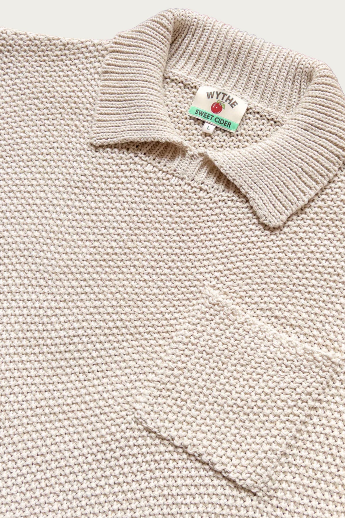 Wythe - Moss Stitch Polo Sweater - Buttermilk - Canoe Club