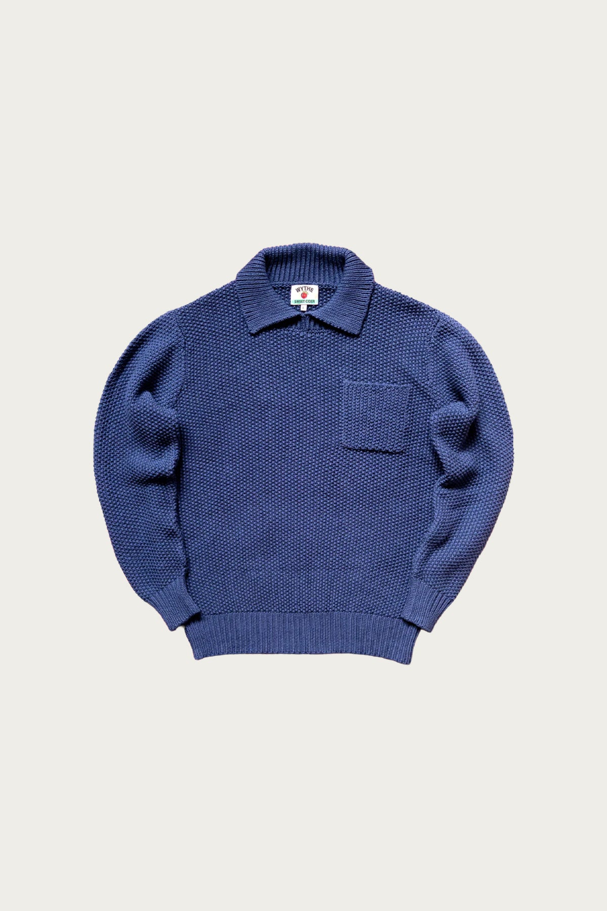 Wythe - Moss Stitch Polo Sweater - Navy - Canoe Club