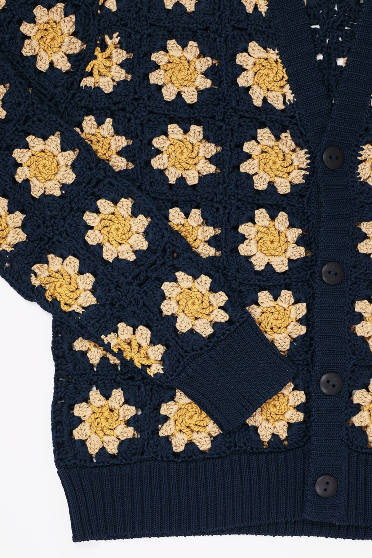 Corridor - Hand Crochet Pima Cardigan - Navy - Canoe Club