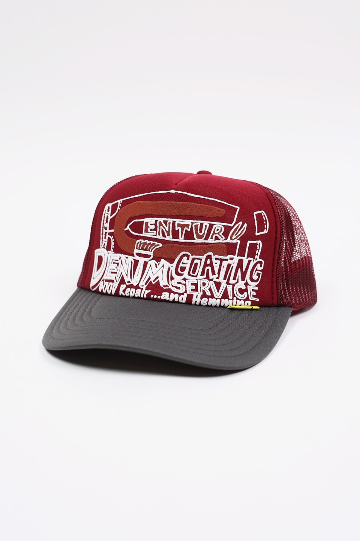 Kapital - CENTURY DENIM COATING SERVICE Truck Cap - Burgundy/Charcoal - Canoe Club