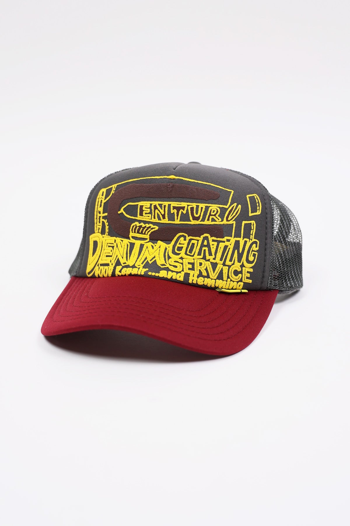 Kapital - CENTURY DENIM COATING SERVICE Truck Cap - Charcoal/Burgundy - Canoe Club
