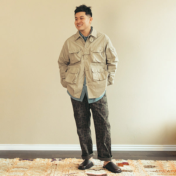 Image of model wearing engineered garments in clothing editorial