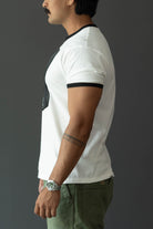 Kapital - 20/-Jersey Ringer T (DENIM MEN LOVE CATS SCRATCH) - White - Canoe Club