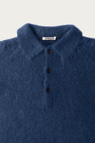 Auralee - Brushed Super Kid Mohair Knit Polo - Light Navy - Canoe Club