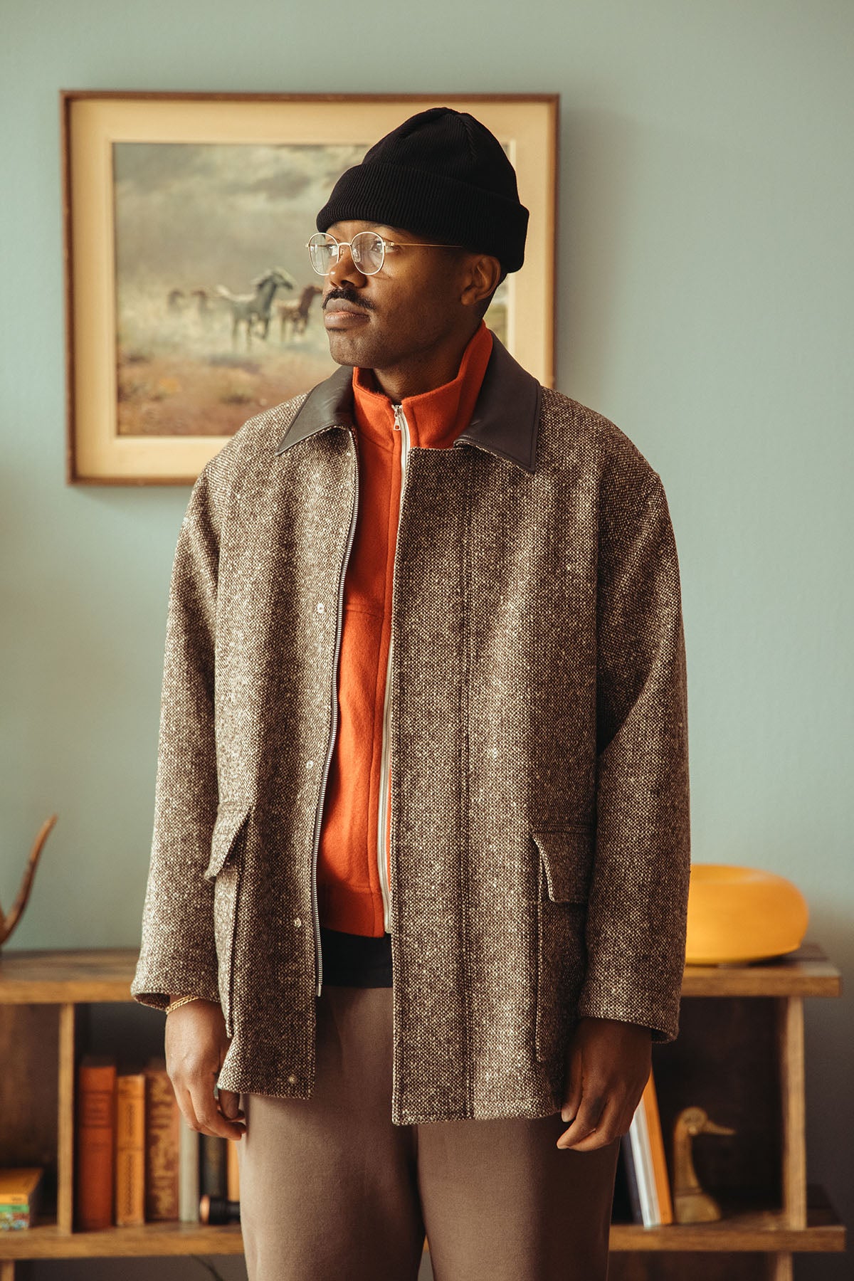 Auralee - Homespun Tweed Zip Blouson - Mix Brown - Canoe Club