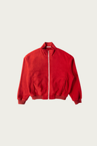 Auralee - Pure Silk Comfort Fleece Zip Blouson - Red - Canoe Club