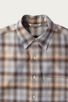 Auralee - Super Light Wool Check Shirt - Blue Orange Check - Canoe Club