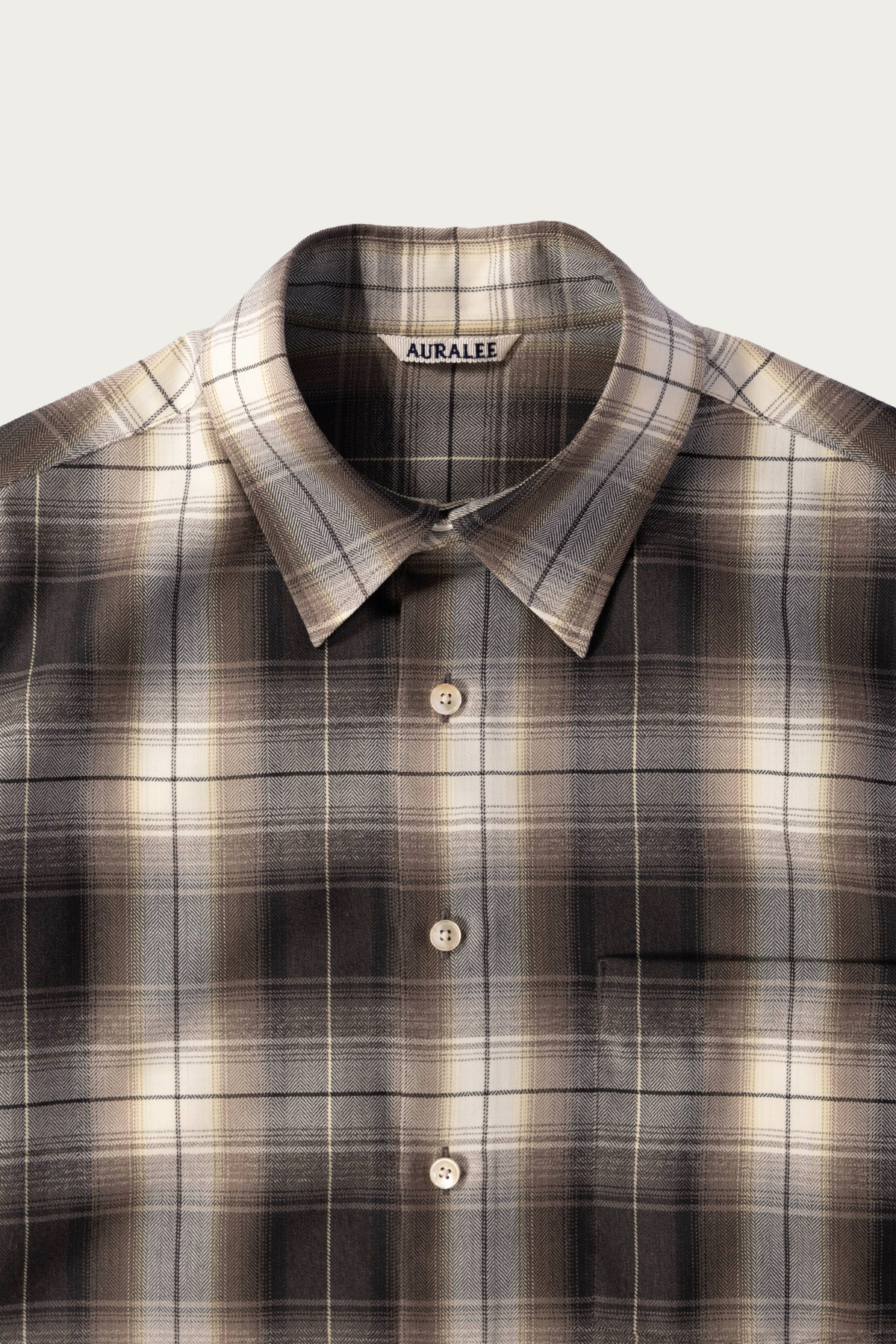 Auralee - Super Light Wool Check Shirt - Brown Charcoal Check - Canoe Club