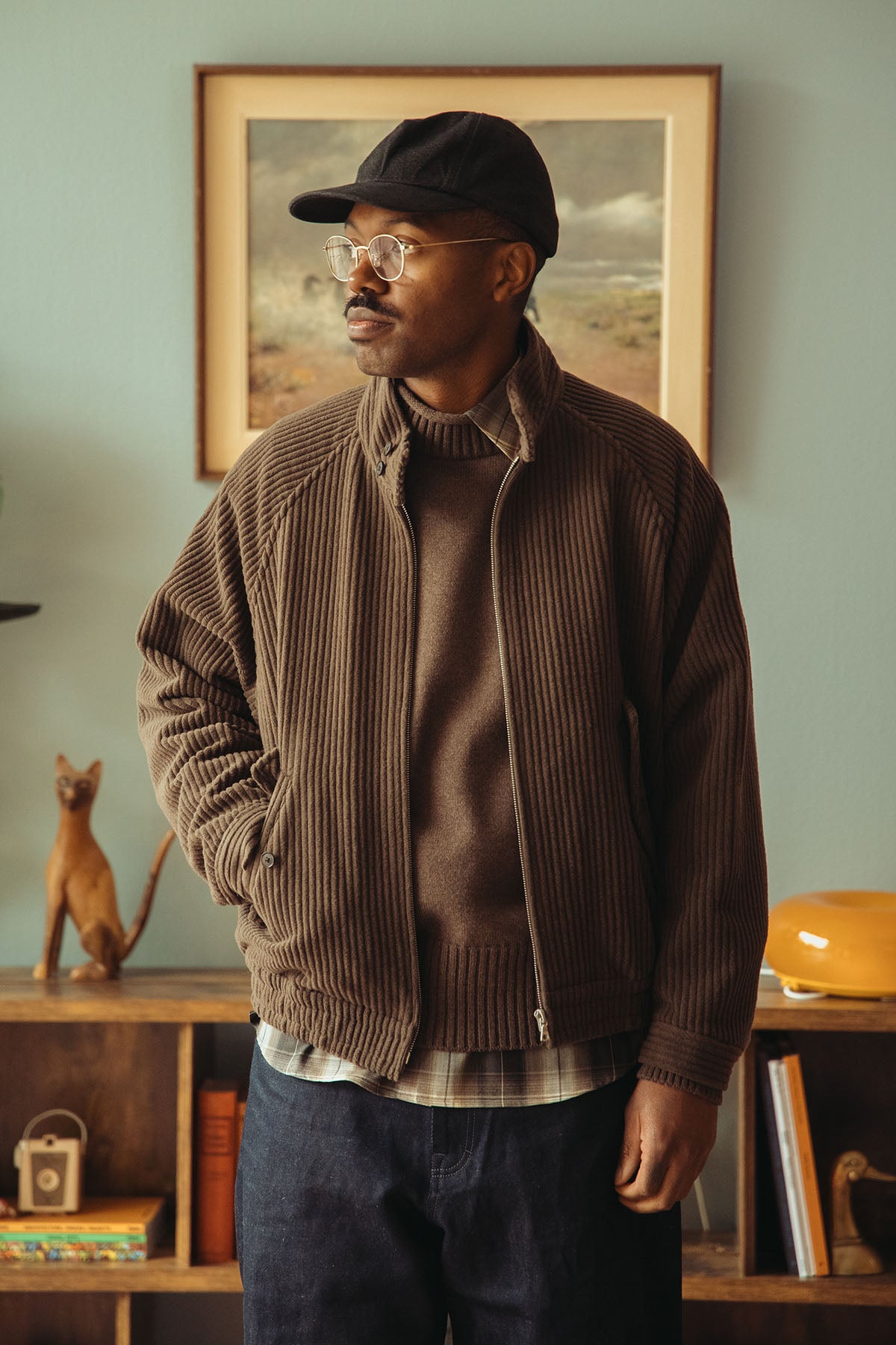 Auralee - Wool Cashmere Corduroy Zip Blouson - Smoky Brown - Canoe Club