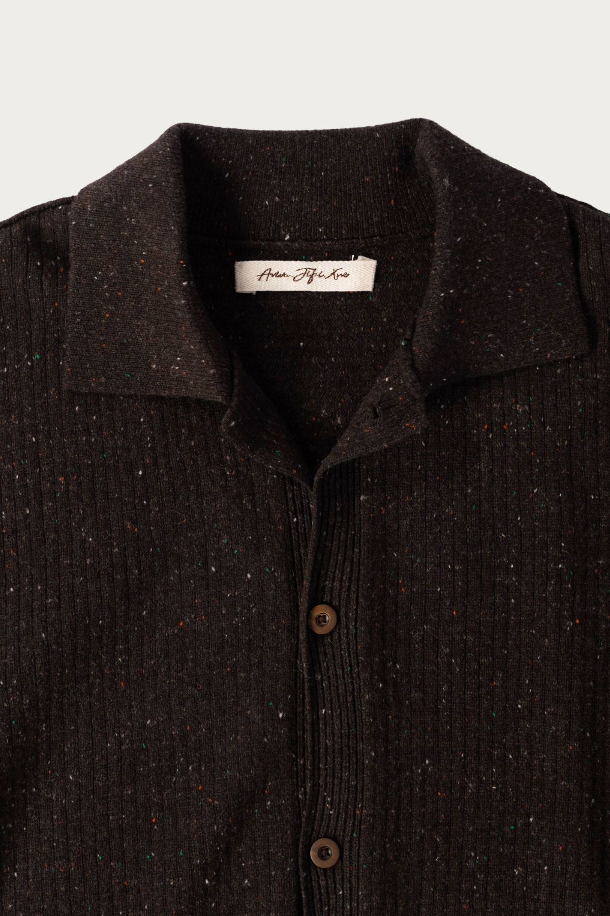 Aviva Jifei Xue - Knit Boxy Shirt - Flecked Dark Brown - Canoe Club