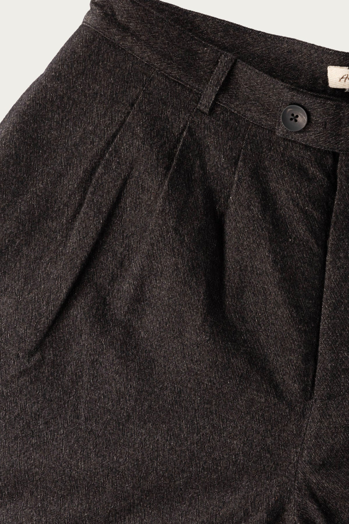 Aviva Jifei Xue - Triple Pleated Pant - Charcoal Wool Yak Linen Twill - Canoe Club