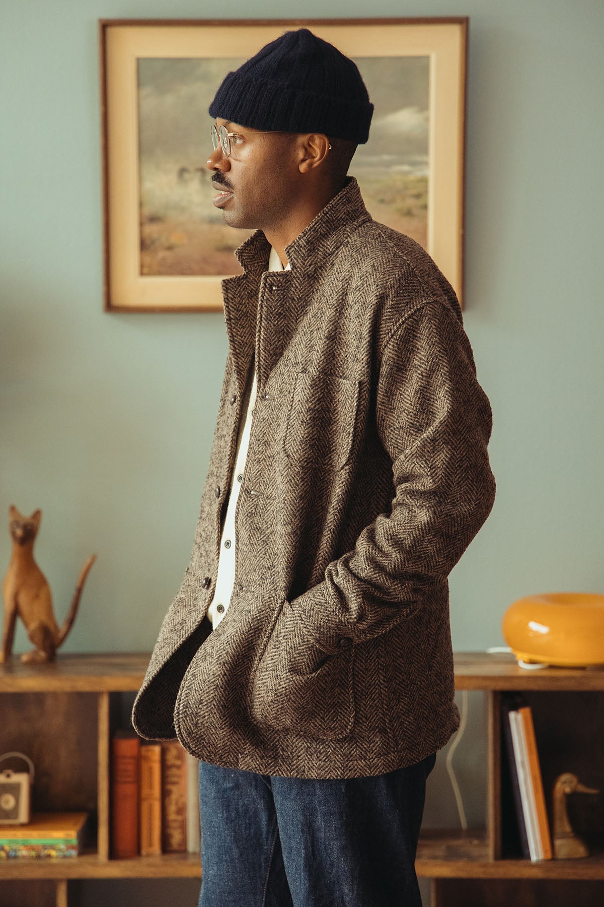Beams Plus - 4B Cuffs Jacket Herringbone - Brown - Canoe Club