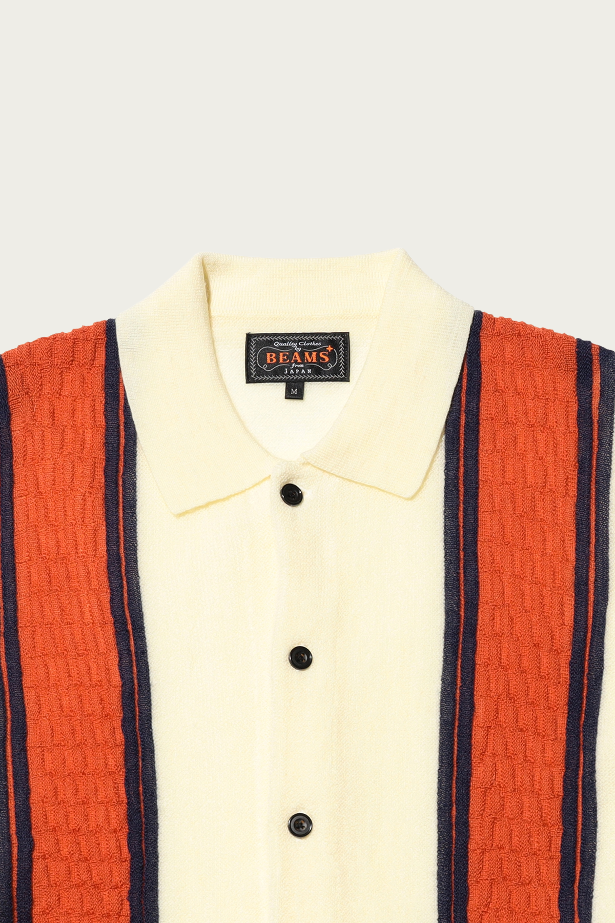 Beams Plus - Knit Polo Stripe - White - Canoe Club