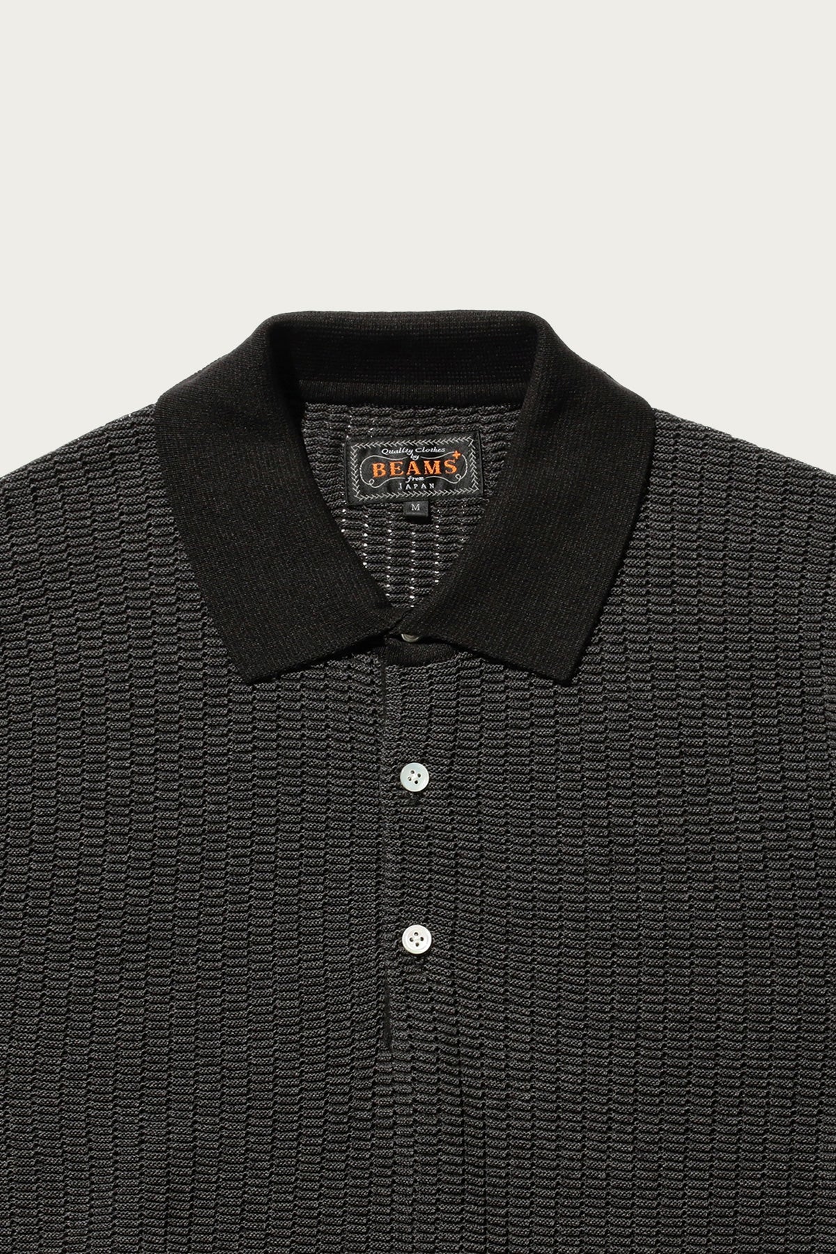 Beams Plus - Knit Polo "WASHI" 2 Tone - Black - Canoe Club