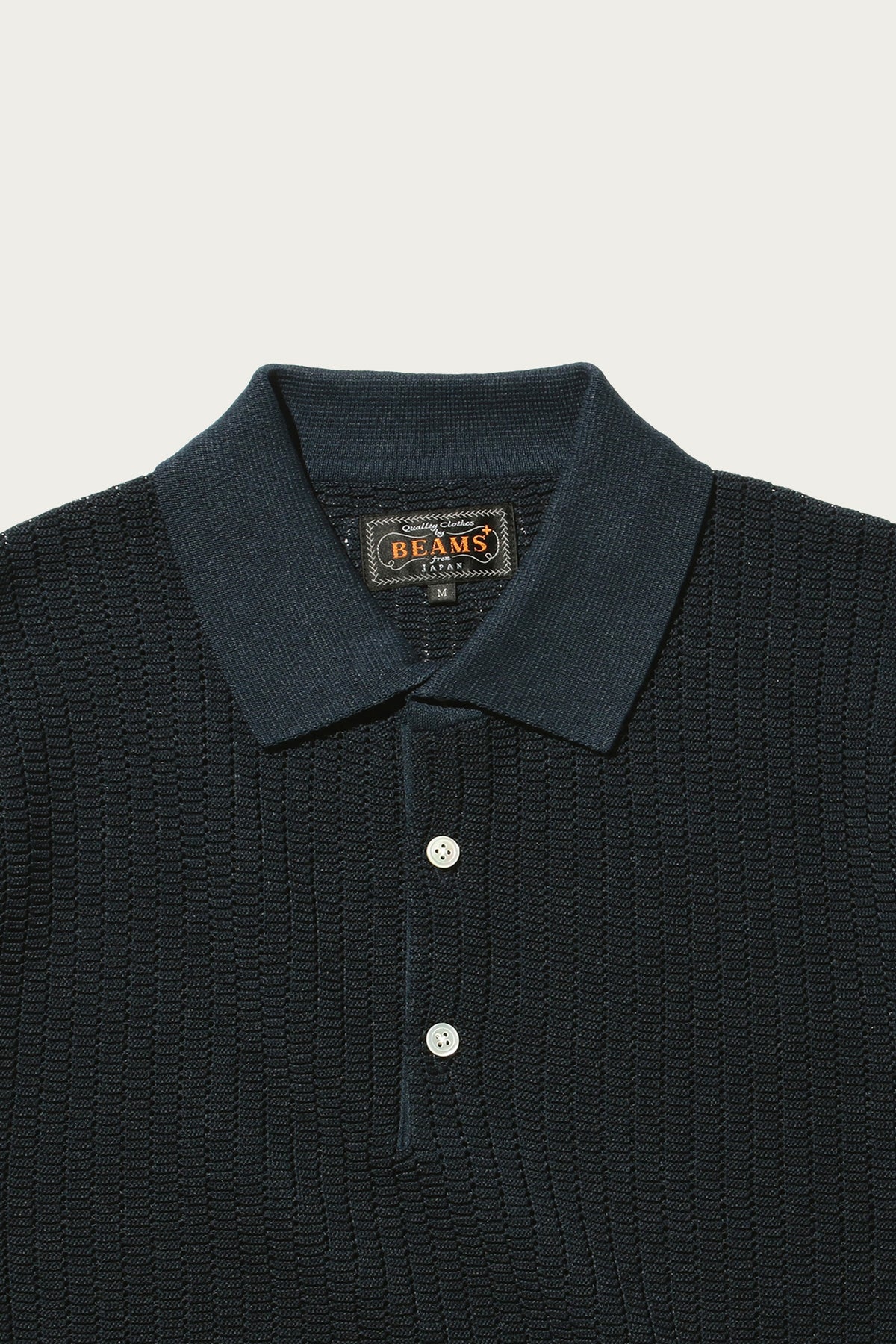 Beams Plus - Knit Polo "WASHI" 2 Tone - Navy - Canoe Club
