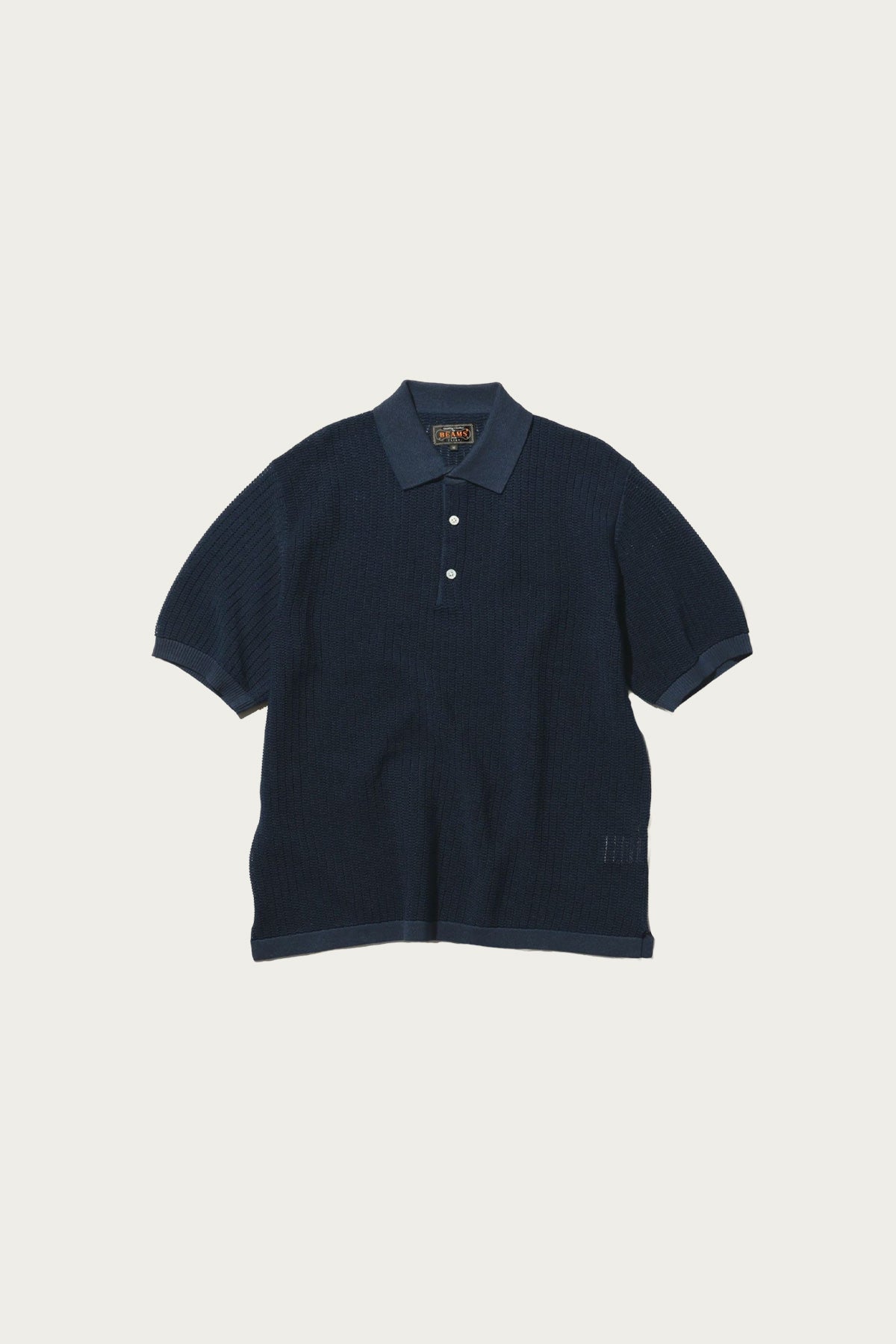 Beams Plus - Knit Polo "WASHI" 2 Tone - Navy - Canoe Club