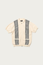 Beams Plus - Zip Knit Polo Stripe - Off White - Canoe Club