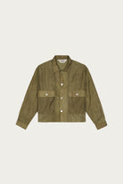 Brain Dead - Cropped Nylon Button Up Shirt - Army - Canoe Club