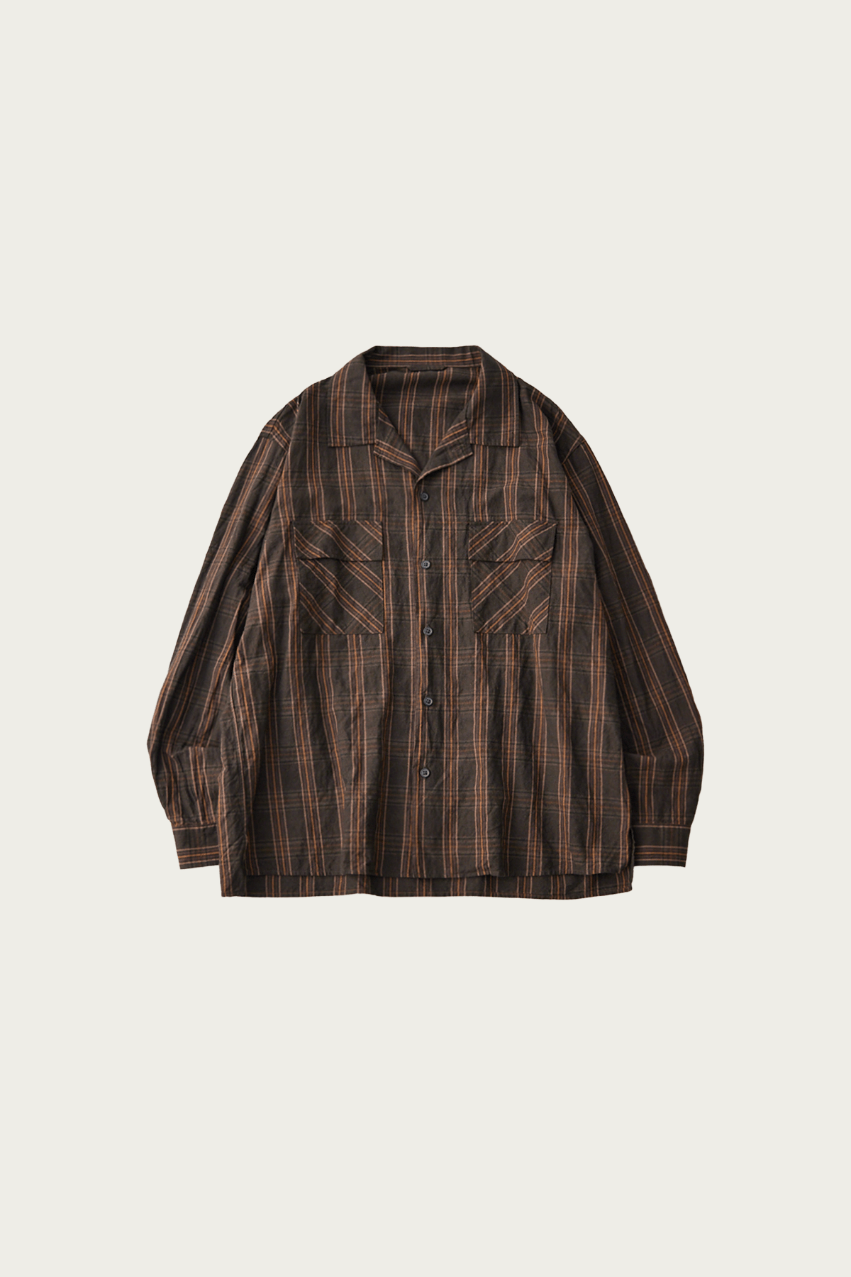 CONFECT - Silk Linen Nep Check Open Collar Shirt - Check - Canoe Club