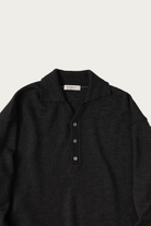 CONFECT - Wool Linen Knitted Polo Shirt - Ink Black - Canoe Club