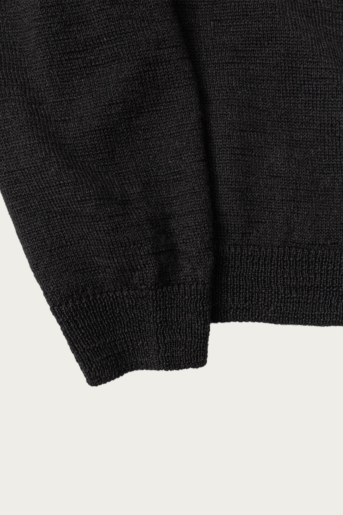 CONFECT - Wool Linen Knitted Polo Shirt - Ink Black - Canoe Club