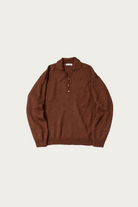 CONFECT - Wool Linen Knitted Polo Shirt - Brick - Canoe Club